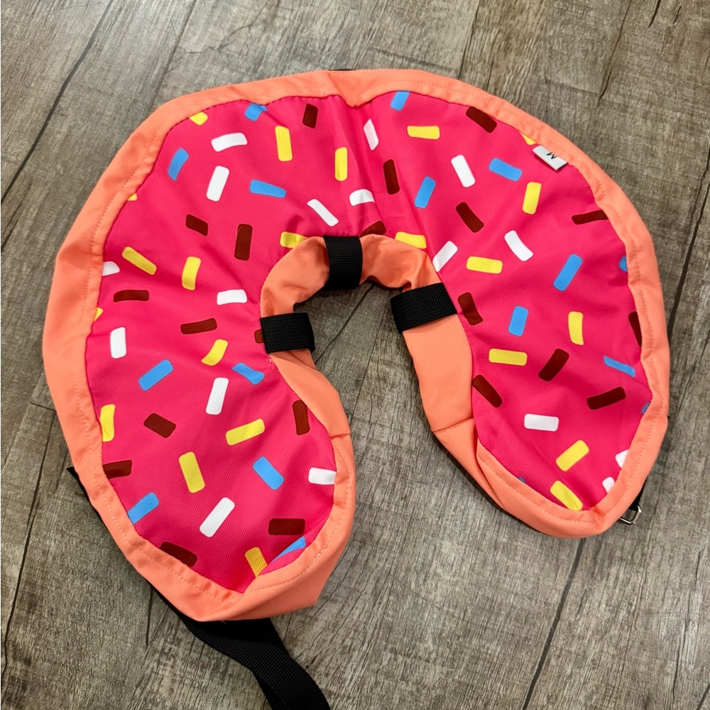 Dog Donut Recovery Collar Inflatable Cone Medium Pink Sprinkle Pet Surgery Colla - Picture 5 of 9